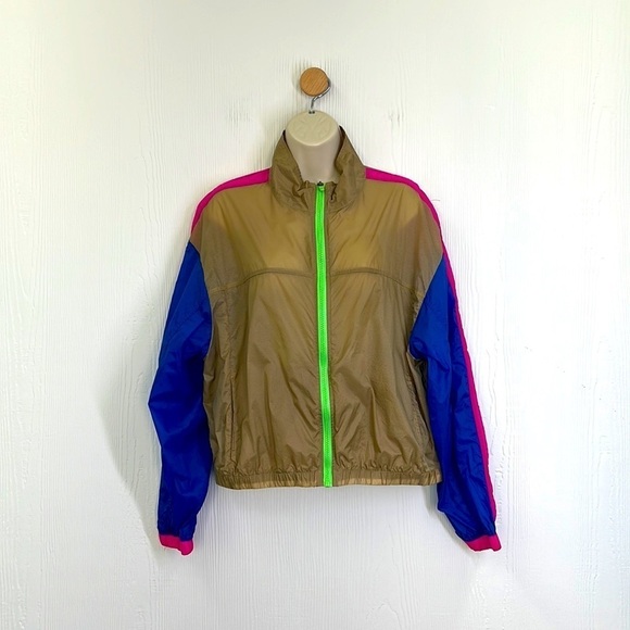 Fabletics - Bright Color Block Payton Woven Light Weight Windbreaker Size Large - Picture 1 of 12